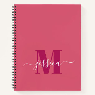 Pink Personalized Monogram Sketchbook Notebook