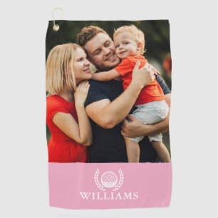 Pink Personalized Name Monogram Photo Golf Towel