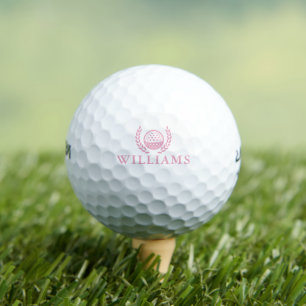 Pink Personalized Name Monogram Wreath Golf Balls