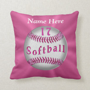 Pink Personalized Softball Pillows NAME and NUMBER