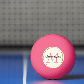 pink personalized with monogram ping pong ball