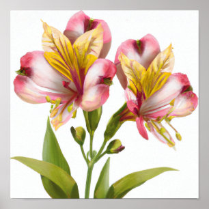 Pink Peruvian Lilies Flower Art Print Poster