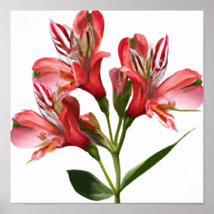 Pink Peruvian Lilies Flower Art Print Poster