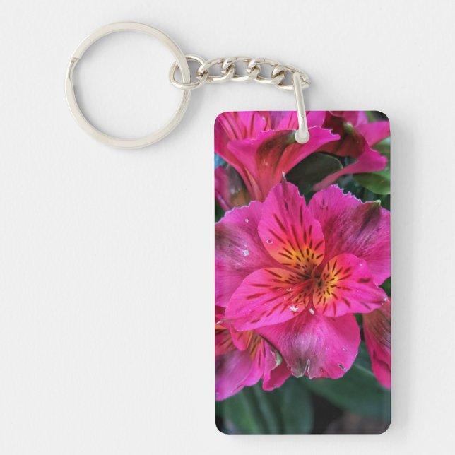Pink Peruvian Lily Flowers-79408 Key Ring (Front)