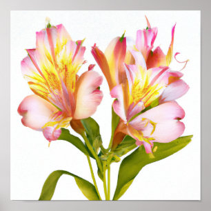 Pink Peruvian Lily Flowers Art Print Poster