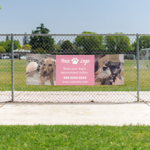 Pink Pet Business Banner with 2 Photos and Logo