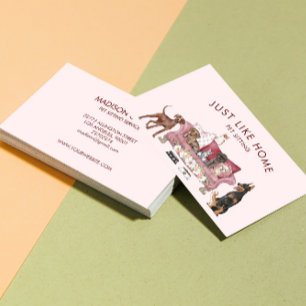 Pink Pet Sitting Service Business Card