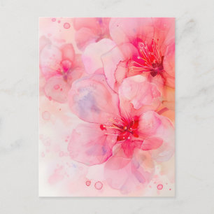 Pink Petal Elegance Watercolor Announcement Postcard