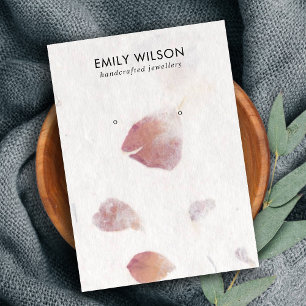 PINK PETAL HANDMADE PAPER STUD EARRING DISPLAY CA BUSINESS CARD