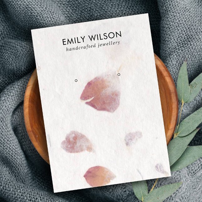 PINK PETAL HANDMADE PAPER  STUD EARRING DISPLAY CA BUSINESS CARD (Creator Uploaded)