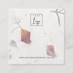 PINK PETAL HANDMADE PAPER STUD EARRING DISPLAY SQUARE BUSINESS CARD