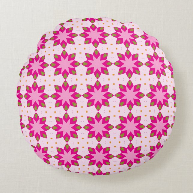 Pink Petal Mosaic pattern Round Cushion (Front)