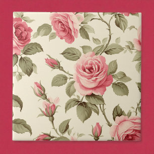 Pink Petal Peach Blossom Elegance Tile
