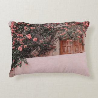 Pink petaled flower decorative cushion
