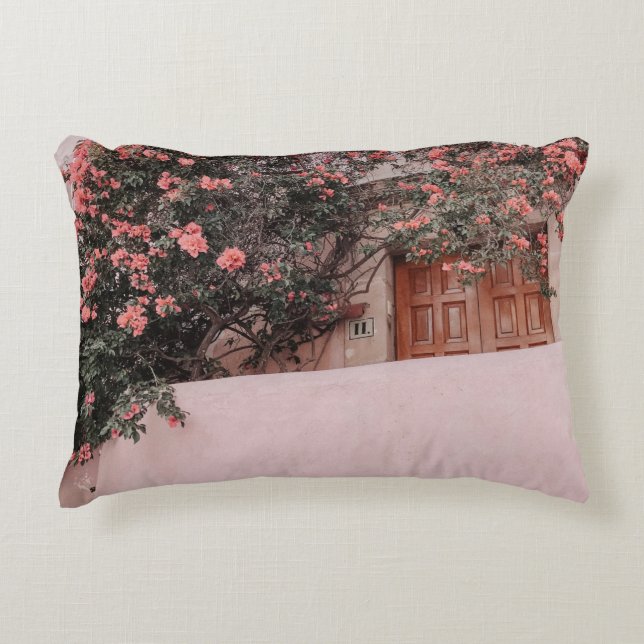 Pink petaled flower decorative cushion (Front)