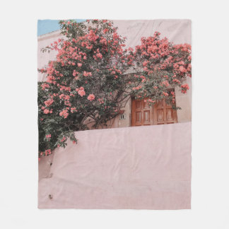 Pink petaled flower fleece blanket