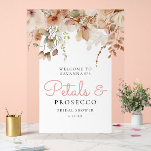 Pink Petals and Prosecco Bridal Shower  Acrylic Sign