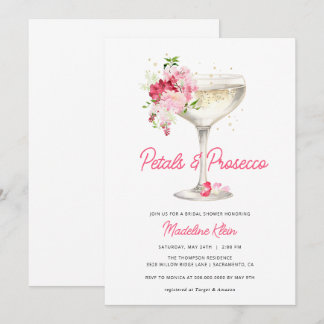 Pink Petals and Prosecco Bridal Shower Invitation