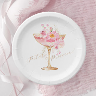 Pink Petals and Prosecco Floral Bridal Shower Paper Plate