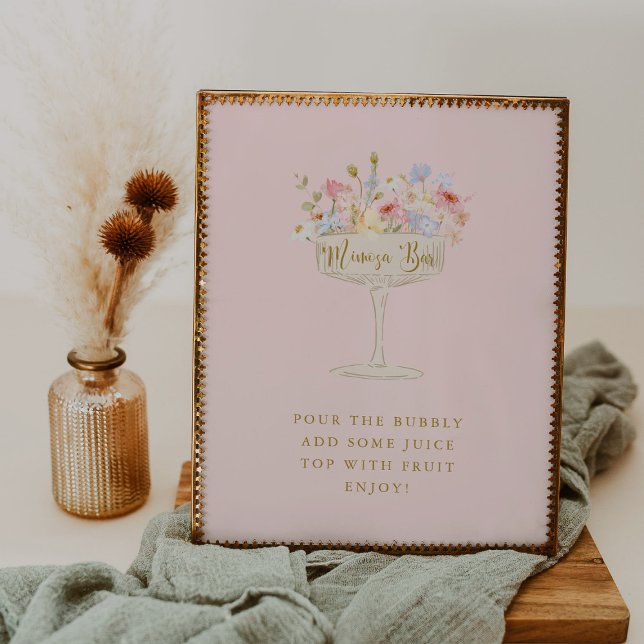 Pink Petals and Prosecco Mimosa Bar Table Sign (Creator Uploaded)