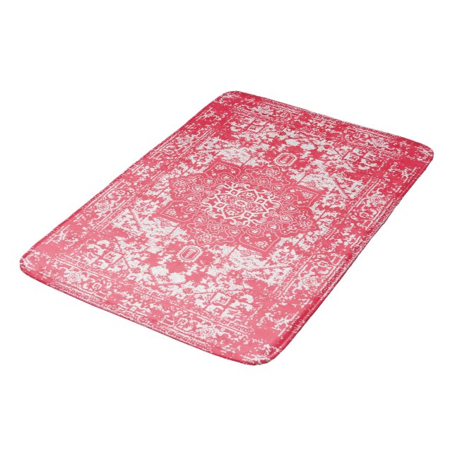 Pink Petals on Kilim Dreams Bath Mat (Angled)