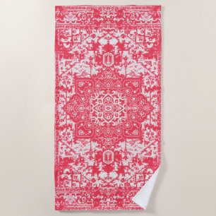 Pink Petals on Kilim Dreams Beach Towel