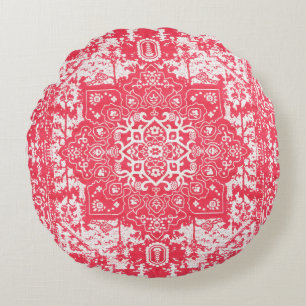 Pink Petals on Kilim Dreams Round Cushion