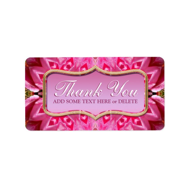 Pink Petals Pattern Thank You Sticker Labels (Front)