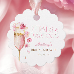 Pink Petals Prosecco Bridal Shower Favour Tags