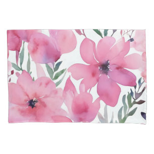 Pink Petals   Watercolor Floral Painted Flowers Pillowcase
