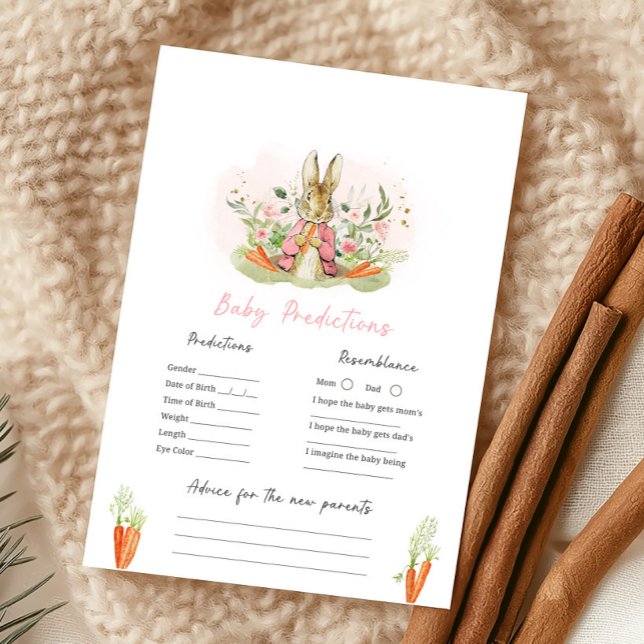 Pink Peter Rabbit Baby Shower Baby Prediction Game (Creator Uploaded)