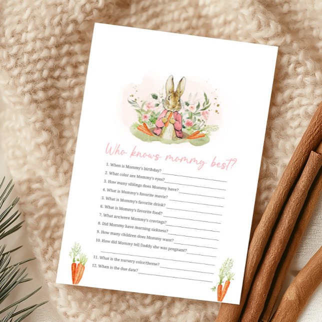 Pink Peter Rabbit Baby Shower Who Knows Mommy Game (Creator Uploaded)