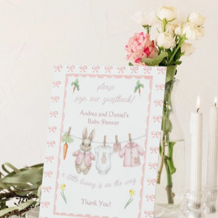 Pink Peter Rabbit Sign Our Guest Book Table Sign