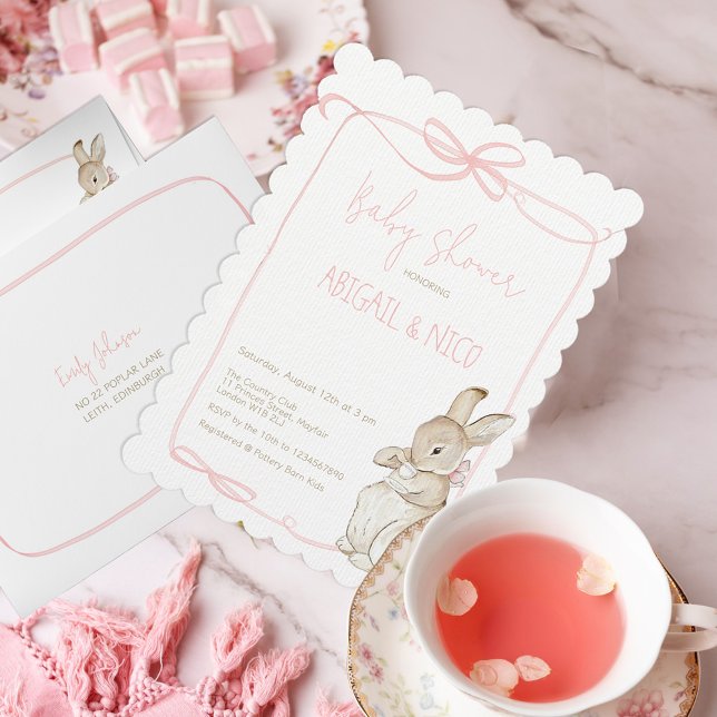 Pink Peter the Rabbit Beatrix Baby Shower  Invitation (Creator Uploaded)