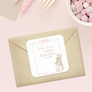 Pink Peter the Rabbit Beatrix Baby Shower Welcome  Square Sticker