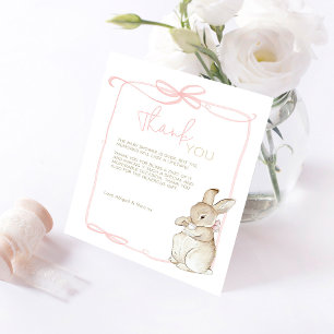 Pink Peter the Rabbit Beatrix Potter Baby Shower Thank You Card