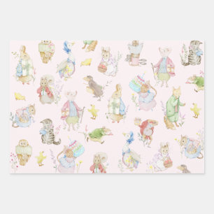 Pink Peter the Rabbit First Birthday Wrapping Paper Sheet