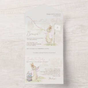 Pink Peter the Rabbit Some Bunny Baby Shower All In One Invitation