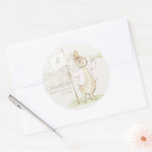 Pink Peter the Rabbit Some Bunny Baby Shower Classic Round Sticker