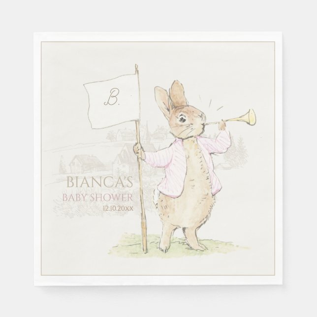 Pink Peter the Rabbit Some Bunny Baby Shower  Napkin (Front)