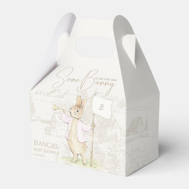 Pink Peter the Rabbit Some Bunny Baby Shower Pink Favour Box (Front Side)