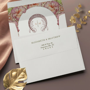 Pink Petunia Art Nouveau Vintage Envelope