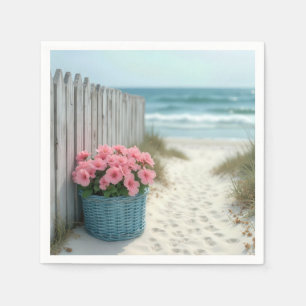 Pink Petunia Beach Basket Napkin
