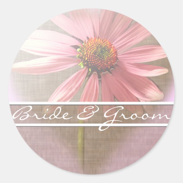 Pink Petunia On Brown Linen Stickers (Front)