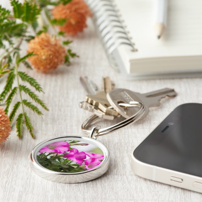 Pink Petunia Passion Key Ring (Side)