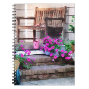 Pink Petunias and Watering Cans Spiral Notebook