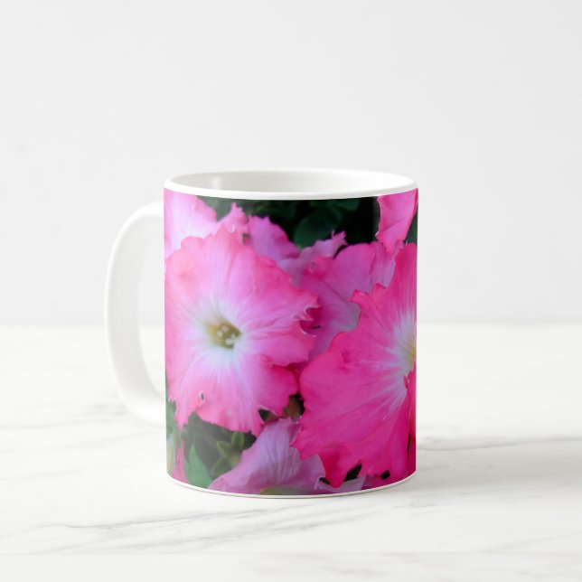 Pink petunias coffee mug (Front Left)