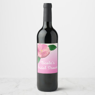 Pink Petunias Elegant Bridal Shower Wine Labels