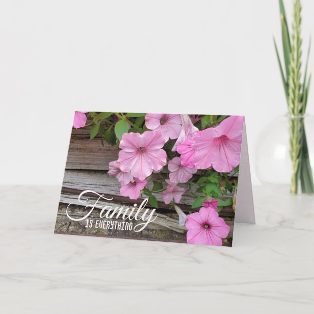 Pink Petunias Family Birthday Card (Front)