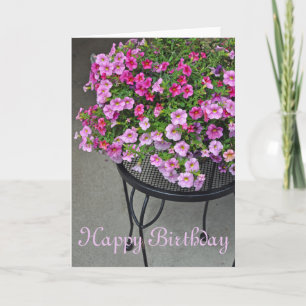Pink petunias floral card